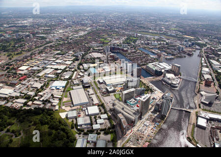 Vue aérienne de MediaCity Salford à Qays Banque D'Images