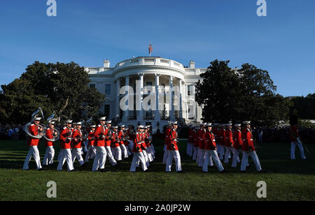 Washington DC, USA . Sep 20, 2019. Washington DC, USA. Sep 20, 2019. L'United States Army Band se met en position pour une cérémonie d'arrivée pour le premier ministre australien, Scott Morrison à la Maison Blanche à Washington, DC le vendredi 20 septembre, 2019. Photo par Kevin Dietsch/UPI. Credit : UPI/Alamy Live News Banque D'Images