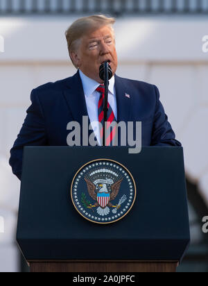 Washington DC, USA . Sep 20, 2019. Washington DC, USA. Sep 20, 2019. Le président Donald Trump parle au cours d'une cérémonie d'arrivée pour le premier ministre australien, Scott Morrison à la Maison Blanche à Washington, DC le vendredi 20 septembre, 2019. Photo par Kevin Dietsch/UPI. Credit : UPI/Alamy Live News Banque D'Images