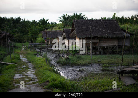 La maison familiale de Mentawai typiques villages du gouvernement Banque D'Images