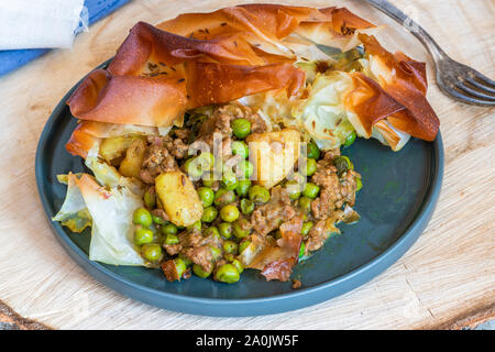 Samosa d'agneau - plat indien populaire avec un remplissage savoureux Banque D'Images