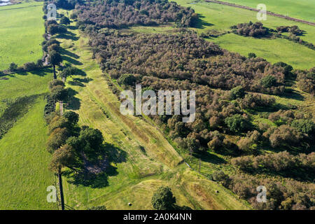 Drone aérien vue de mur d'Antonin et Roughcastle fort à Falkirk Banque D'Images