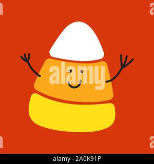 Candy corn mignon petit personnage vector cartoon illustration. Illustration de Vecteur