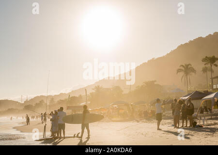 Juqueí, Praia de Juqueí, São Sebastião, São Paulo, week-end populaire resort, plage, Océan Atlantique, l'état de São Paulo, Brésil, Amérique Latine Banque D'Images