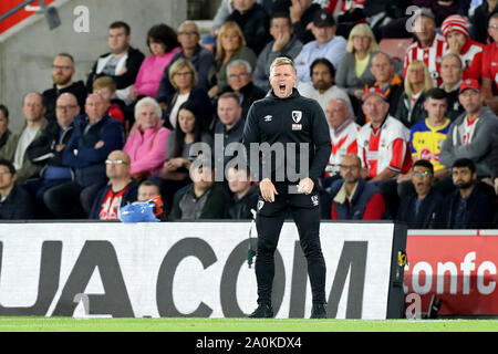 Southampton, UK. 20 Sep 2019. Gestionnaire de Bournemouth Eddie Howe au cours de la Premier League match entre Southampton et bournemouth au St Mary's Stadium, Southampton le vendredi 20 septembre 2019. (Crédit : Jon Bromley | MI News) photographie peut uniquement être utilisé pour les journaux et/ou magazines fins éditoriales, licence requise pour l'usage commercial Crédit : MI News & Sport /Alamy Live News Banque D'Images