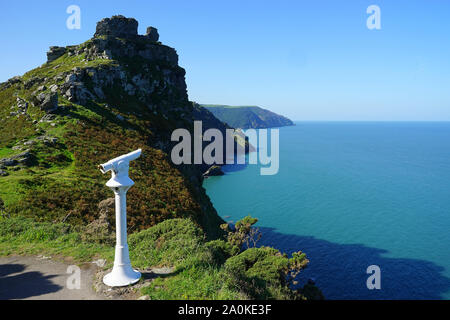 Castle Rock et la côte de la vallée de l'Exmoor, roches Banque D'Images