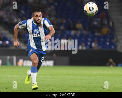 Barcelone, Espagne. Sep 20, 2019. Matias Vargas de RCD Espanyol pendant le match RCD Espanyol v Ferencvaros TC, de l'UEFA Europa League, groupe étape. RCDE Stadium. Barcelone, Espagne, 19 Sep 2019. Barcelone, 19-09-2019. L'UEFA Europa League, Date 1. RCD Espanyol - Ferencvaros. Matias Vargas de RCD Espanyol : Crédit Photos Pro/Alamy Live News Banque D'Images