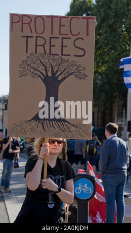 Les enfants, les étudiants, les familles et les militants à crise climatique grève manifestation à Westminster ; Londres ; Angleterre ; Royaume-Uni ; dans le cadre d'une campagne mondiale à travers le monde, le 20 septembre 2019 Banque D'Images