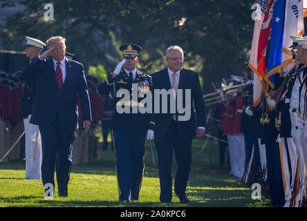 Le Président américain Donald Trump et le Premier Ministre australien Scott Morrison à la Maison Blanche à Washington pour une visite officielle le 20 septembre 2019.Crédit : Tasos Katopodis/CNP/MediaPunch via Piscine Banque D'Images