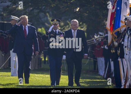 Washington, District de Columbia, Etats-Unis. Sep 20, 2019. Le Président américain Donald Trump et le Premier Ministre australien Scott Morrison à la Maison Blanche à Washington pour une visite officielle le 20 septembre 2019 Crédit : Tasos Katopodis/CNP/ZUMA/Alamy Fil Live News Banque D'Images