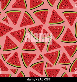 Triangle pastèque rouge vecteur modèle homogène. Idéal pour scrapbooking, tissu et papier peint des projets. Illustration de Vecteur