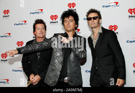 Las Vegas, États-Unis. Sep 20, 2019. Tré Cool, Billie Joe Armstrong et Mike Dirnt Green Day d'arriver pour l'iHeartRadio Music Festival à la T-Mobile Arena de Las Vegas, Nevada le 20 septembre 2019. Photo de James Atoa/UPI UPI : Crédit/Alamy Live News Banque D'Images