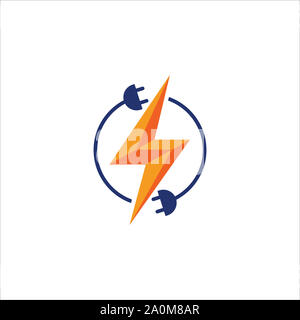 Logo de l'électricité, l'ampoule électrique vecteur conception logo et l'icône Modèle. Concept créatif lampe design logo template, icône représentant un éclair dans le vecteur. La foudre Banque D'Images