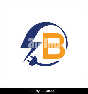 Signe avec l'électrique, l'électricité lettre logo, logo et l'icône électrique modèle vecteur conception.icône représentant un éclair dans le vecteur. Logo de la foudre Banque D'Images