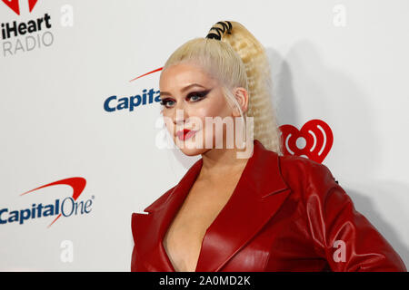 Las Vegas, États-Unis. 20Sep 2019. La chanteuse Christina Aguilera arrive pour l'iHeartRadio Music Festival à la T-Mobile Arena de Las Vegas, Nevada le 20 septembre 2019. Photo de James Atoa/UPI UPI : Crédit/Alamy Live News Banque D'Images