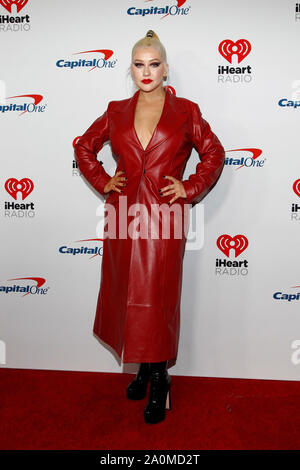 Las Vegas, États-Unis. 20Sep 2019. La chanteuse Christina Aguilera arrive pour l'iHeartRadio Music Festival à la T-Mobile Arena de Las Vegas, Nevada le 20 septembre 2019. Photo de James Atoa/UPI UPI : Crédit/Alamy Live News Banque D'Images