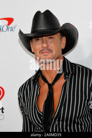 Las Vegas, États-Unis. 20Sep 2019. La chanteuse de musique country Tim McGraw arrive pour l'iHeartRadio Music Festival à la T-Mobile Arena de Las Vegas, Nevada le 20 septembre 2019. Photo de James Atoa/UPI UPI : Crédit/Alamy Live News Banque D'Images