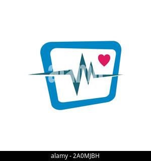 Battements de coeur cardiogramme vecteur moniteur le symbole de conception de logo Illustration de Vecteur
