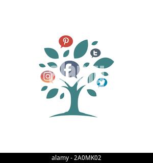 La croissance des médias sociaux entreprise logo icône vecteur design concept illustration Illustration de Vecteur