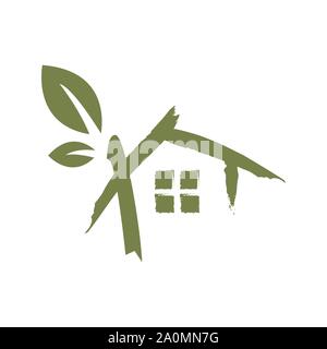 Croquis dessin green house logo design icône vecteur illustratio Illustration de Vecteur