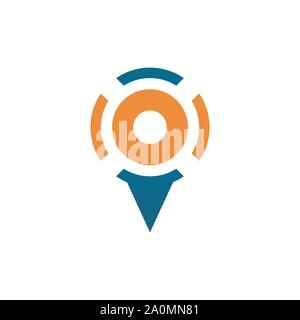 Style design plat icône GPS Navigation logo vector design. Site l'icône du pointeur. L'emplacement de la broche symbole. Illustration de Vecteur