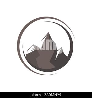 Cercle courbe avec la montagne simple logo design vector illustration Illustration de Vecteur