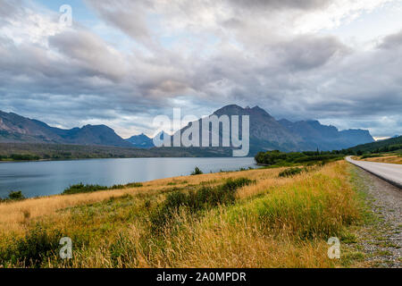 Orage sur St Mary Lake, le parc national des Glaciers Banque D'Images