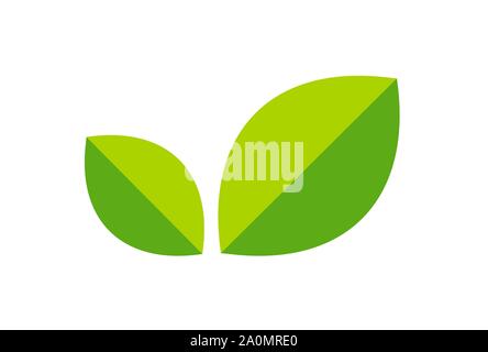 Logo avec feuilles, feuillage vert Icône dans un style minimaliste. Vector illustration pour eco produit naturel isolé sur fond blanc. Plateau panneau pour site web Illustration de Vecteur