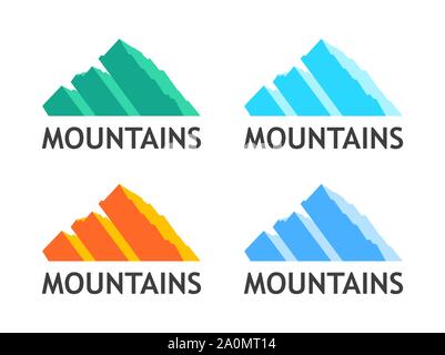 Cheboksary, Russie - Septembre, 18-2019 : logo Adidas signe en forme de montagne isolé sur blanc - Ensemble d'illustrations avec légende pour voyager ou sp Illustration de Vecteur