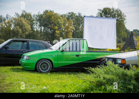 Brukna Ville, République de Lettonie. Vieille Volkswagen pickup restauré. Sep 9. 2019 Photo de voyage. Banque D'Images