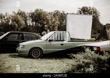 Brukna Ville, République de Lettonie. Vieille Volkswagen pickup restauré. Sep 9. 2019 Photo de voyage. Banque D'Images