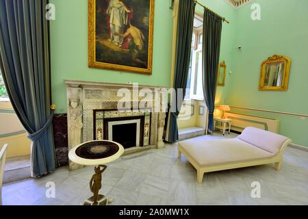 L'Achilleion Palace,chambre,Gastouri,l'île de Corfou, îles Ioniennes, Grèce Banque D'Images