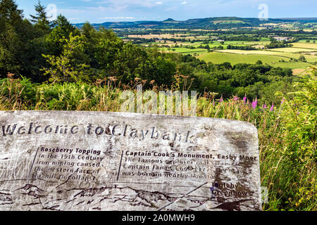 Vue paysage de North Yorkshire Moors et Roseberry Topping, shérif devient Claybank, Angleterre Banque D'Images