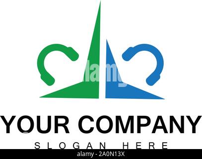 logo actif abstrait et naturel avec les écouteurs Illustration de Vecteur