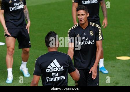 Madrid, Espagne. Sep 21, 2019. VARANE AU COURS DE LA FORMATION DU REAL MADRID À MADRID SPORT CITY. Samedi, 21 septembre 2019. Credit : CORDON PRESS/Alamy Live News Banque D'Images