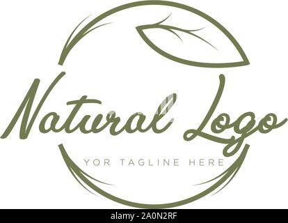 Logo naturel avec logo typographique de style moderne en feuilles Illustration de Vecteur