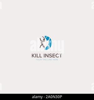 Tuez le logo de l'insecte avec l'insecticide moderne de lutte antiparasitaire Illustration de Vecteur