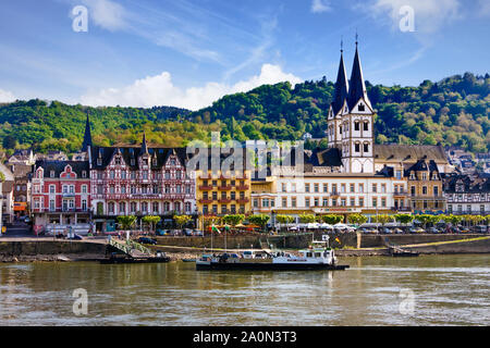 La ville de Boppard sur le Rhin, Rhénanie, Allemagne Banque D'Images