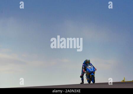 Alcaniz, Espagne. 21 Sep 2019. SERGIO GARCIA (11) de l'Espagne et Estrella Galicia 0, 0 au cours de la moto 3 libres 3 de Grand Prix theAragon à Motorland Aragón racetrack à Alcañiz, Espagne le 21 septembre 2019 (Photo : Alvaro Sanchez) Credit : CORDON PRESS/Alamy Live News Banque D'Images