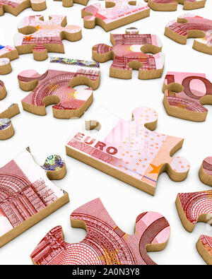 Billet sur une devise Euro jigsaw puzzle pieces Banque D'Images