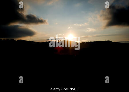 Coucher du soleil dans le Waldviertel, Autriche Banque D'Images