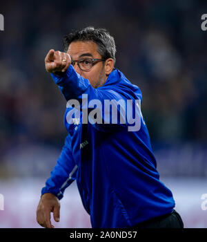 Gelsenkirchen, Allemagne. Sep 20, 2019. Football : 1ère Bundesliga, le FC Schalke 04 - FSV Mainz 05, 5e journée : l'entraîneur de Schalke David Wagner donne des instructions. Crédit : David Inderlied/DPA - NOTE IMPORTANTE : en conformité avec les exigences de la DFL Deutsche Fußball Liga ou la DFB Deutscher Fußball-Bund, il est interdit d'utiliser ou avoir utilisé des photographies prises dans le stade et/ou la correspondance dans la séquence sous forme d'images et/ou vidéo-comme des séquences de photos./dpa/Alamy Live News Banque D'Images