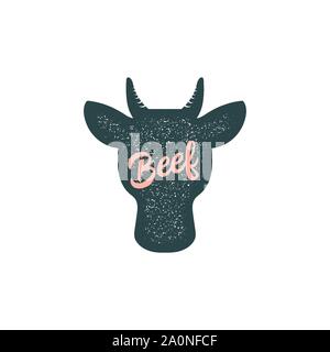 Le bœuf, Taureau, vache vintage silhouette vecteur animal Illustration de Vecteur