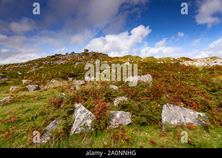 Cheesewring rock formation sur Stowes Hill, Bodmin Moor, Cornwall Banque D'Images
