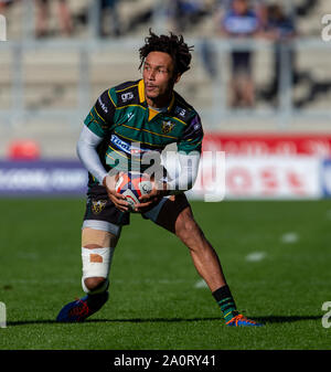 Salford, Royaume-Uni. 21 septembre 2019, Stade AJ Bell, Salford, Greater Manchester, Angleterre ; Premiership Anglaise, Rugby Sale Sharks contre Northampton Saints ; Ryan Olowofela de Northampton Saints : Action Crédit Plus Sport Images/Alamy Live News Banque D'Images