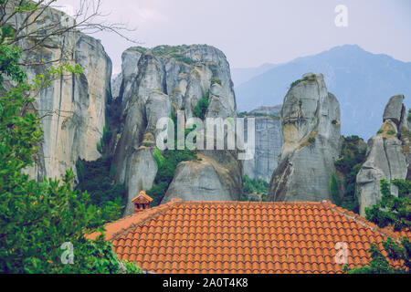 Les météores de la ville, République grecque. Les montagnes et les lieux de culte, l'église et de sanctuaires. 12. Septembre 2019. Photos de voyage. Banque D'Images