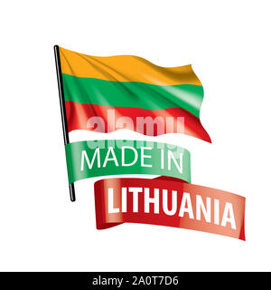 Drapeau de la Lituanie, vector illustration sur fond blanc Banque D'Images