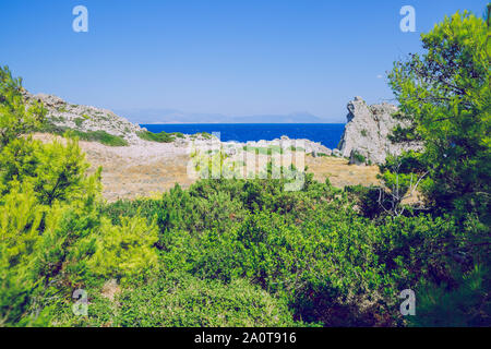 Ville Athènes, République grecque. Montagnes et de l'eau, bleu de la mer. 14. Septembre 2019. Photos de voyage. Banque D'Images