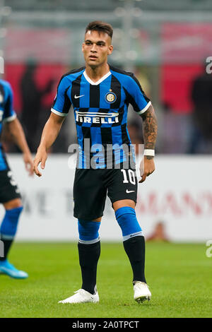 MILAN, ITALIE - 21 SEPTEMBRE : Lautaro Martínez de l'Internazionale FC pendant la Seria un match entre l'AC Milan vs FC Internazionale au Stadio San Siro, Stadio Giuseppe Meazza, le 21 septembre 2019 à Milan, Italie. Credit : Daniela Porcelli/SPP/Alamy Live News Banque D'Images