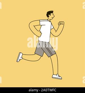 Homme de jogging. Sport, concept de fitness. Illustration du vecteur de style linéaire Illustration de Vecteur